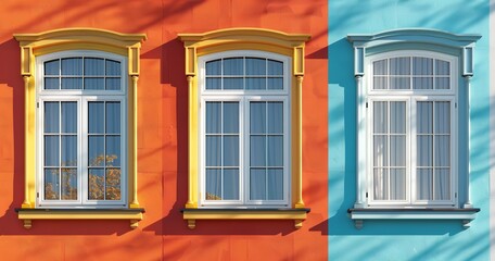 Obraz premium A collection of windows isolated against a bright background, Generative AI.