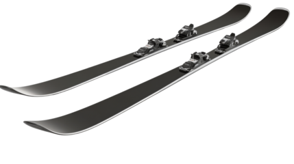 New mountain skis for skiing adventures, isolated on transparent background