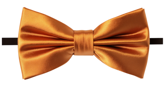 Orange bow tie, isolated on transparent background