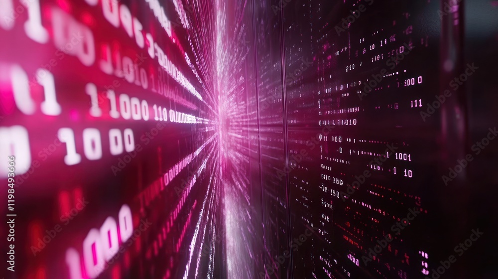 Poster abstract digital tunnel: binary code visualization