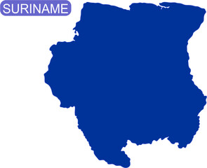 Maps of Suriname outline in solid color