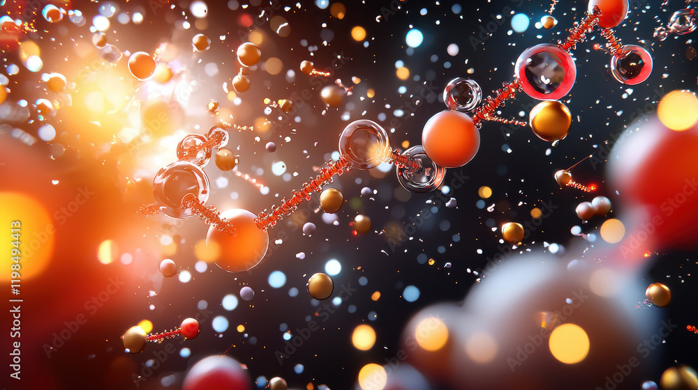Leinwandbilder cinematic shot of nanotechnology in action, showcasing tiny robotic elements and vibrant particles. 