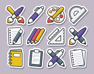 Back to School Illustration and Sticker. School and Education Illustration Theme.