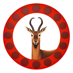 Antelope Portrait Framed in Bold Red Circle