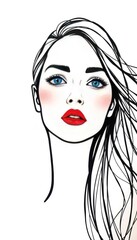 Contemporary Line Art of a Woman with Messy Hair and Soft Features
