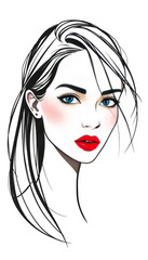 Abstract Minimal Illustration of a Confident Woman with Red Lips