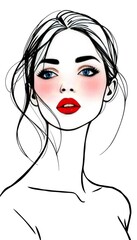 Minimalist Line Art of a Woman with a Side Profile and Elegant Features