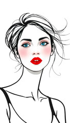 Stylish Fashion Illustration of a Woman in Black and White with Bold Features
