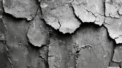 Obraz premium Weathered gray cracked concrete wall with texture and vintage grunge details