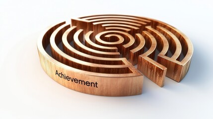 A wooden maze symbolizes the journey toward achievement, showcasing a path leading to success through challenges.