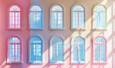 Obraz premium A collection of windows isolated against a bright background, Generative AI.