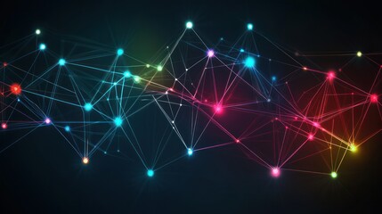 Obraz premium Abstract Colorful Network Connections: A Digital Visualization of Interconnectivity