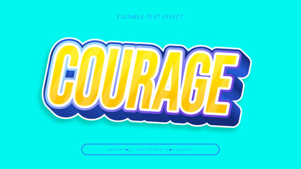 courage editable text effect with yellow orange blue and turquoise bold gradient style