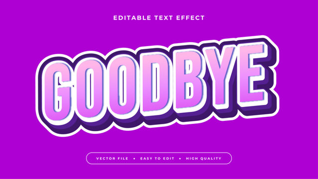 goodbye editable text effect with pink purple bold gradient style