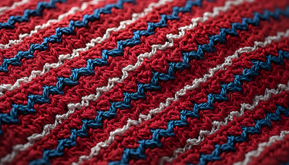 Naklejka premium a knitted blanket with the colors of the flag, red, white, and blue