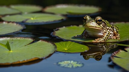 Fototapeta premium Whistling Tree Frog Perched in a Sunlit Rainforest