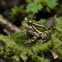 Obraz premium Whistling Tree Frog Glowing in the Moonlight on a Calm Night