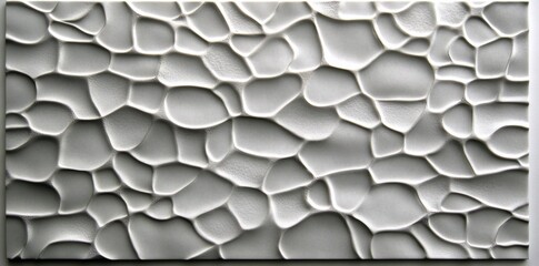 Honeycomb-like textured surface with irregular cells in light grey color creating depth and dimension, with varying roughness for stock photo