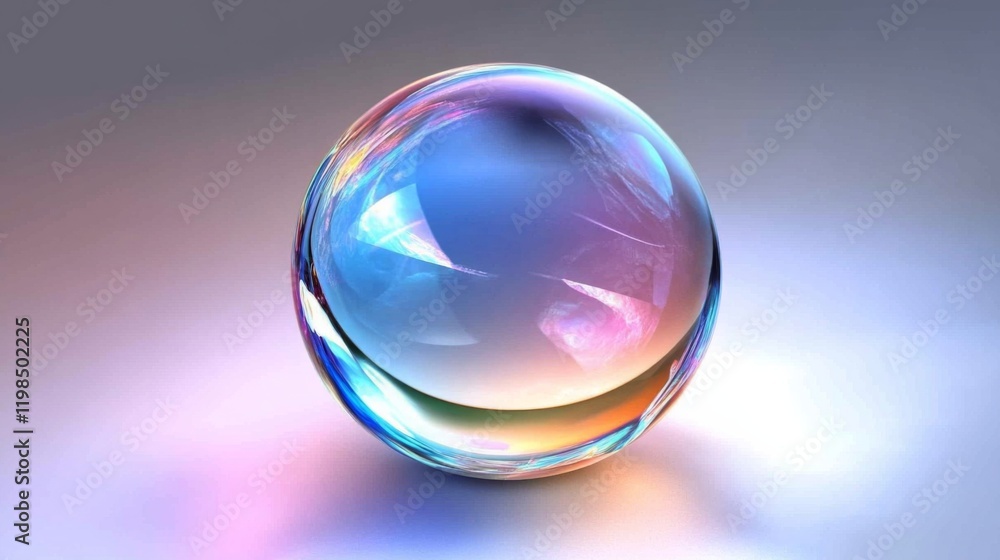 Poster spherical glass object with vibrant rainbow colors in a gradient background - beautiful abstract rep