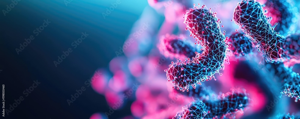 Aufkleber dust pollution idea. dynamic close-up of colorful dna strands highlighting biochemical structures.