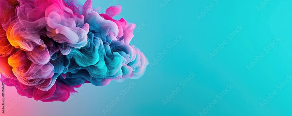 Poster dust pollution idea. a vibrant blend of colorful smoke swirling against a smooth gradient background