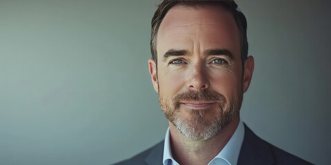 A close-up portrait of a professional with a calm yet confident expression, against a plain background.