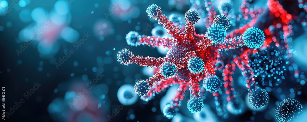 Poster dust pollution concept. close-up of a virus model showcasing intricate details and vibrant colors.