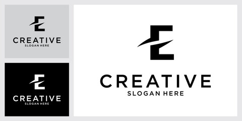 E or EE initial letter logo design vector concept