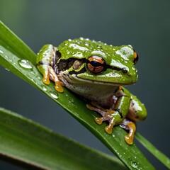 Obraz premium Dancing in the Rain: A Great Barred Frog’s Wet Adventure