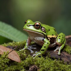 Naklejka premium In the Heart of Autumn: A Great Barred Frog Amidst Colorful Foliage