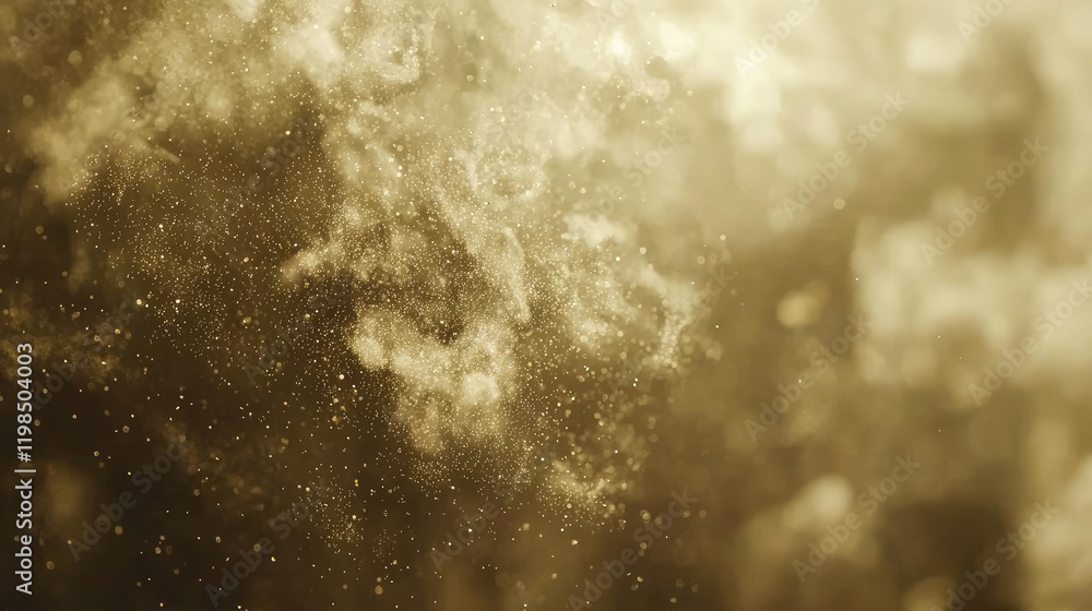 Aufkleber Dust pollution idea. A mesmerizing abstract representation of golden particles in motion, reflecting beauty.