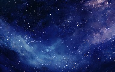 Fototapeta premium Mystical Deep Blue Watercolor Galaxy with Shining Stars, Space Background