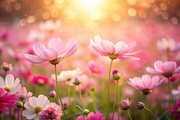 Fototapeta premium Cherry blossoms bloom in a magical, soft-focus spring scene, captured with a long exposure.