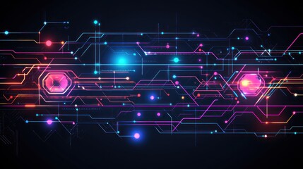 Fototapeta premium Abstract Futuristic Technology Background: Neon Circuitry