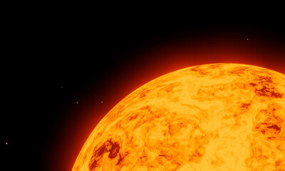 Sun against dark starry space.