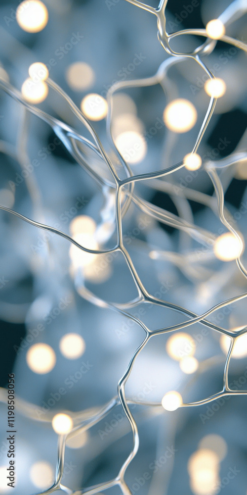 Aufkleber abstract led light reflections on metallic wire mesh structure with soft bokeh