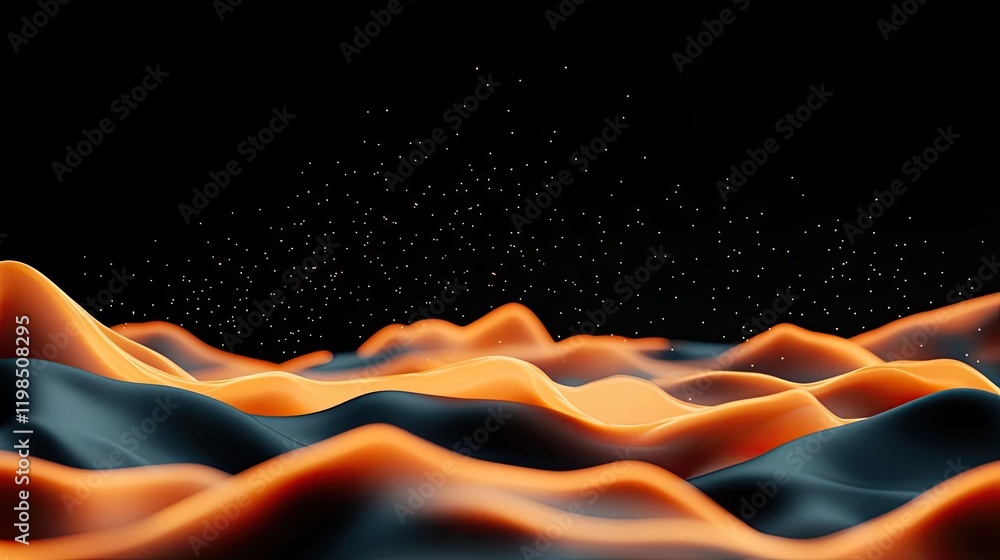Poster dust pollution idea. abstract waves of orange and black create a visually stunning digital landscape