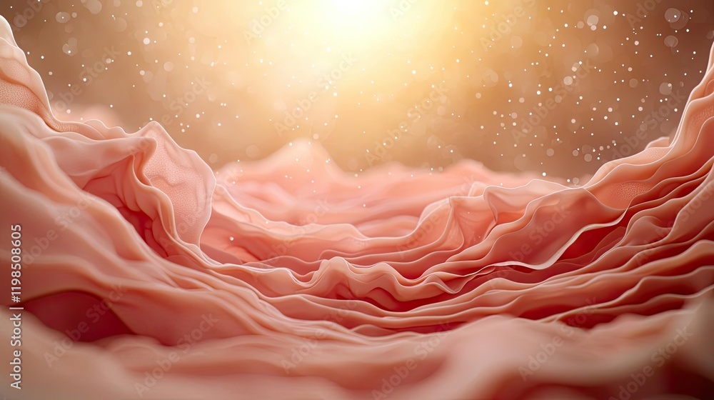 Poster Dust pollution idea. Soft, flowing textures create a serene and calming atmosphere in warm hues.