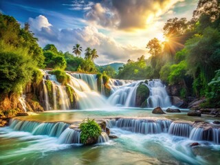 Laos' Khong River: captivating long exposure waterfall photographs showcase Southeast Asia's stunning natural beauty.