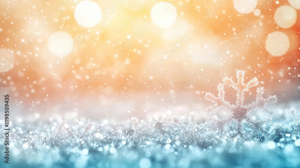 Poster dust pollution concept. a serene winter landscape featuring sparkling snowflakes and soft bokeh ligh