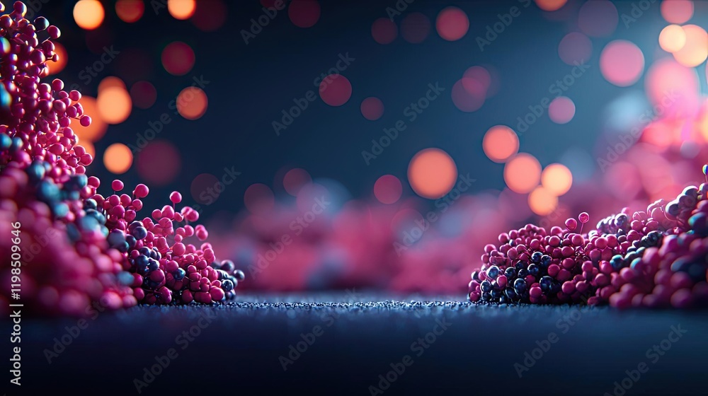 Poster Dust pollution idea. Abstract macro view of colorful particles creating a stunning visual depth and texture.