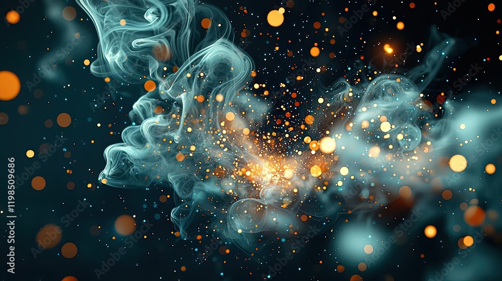 Aufkleber Dust pollution idea. Abstract smoke and light particles create a mesmerizing visual effect.