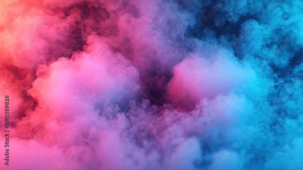 Poster dust pollution idea. vibrant clouds of pink and blue creating a dreamy atmosphere in the sky.