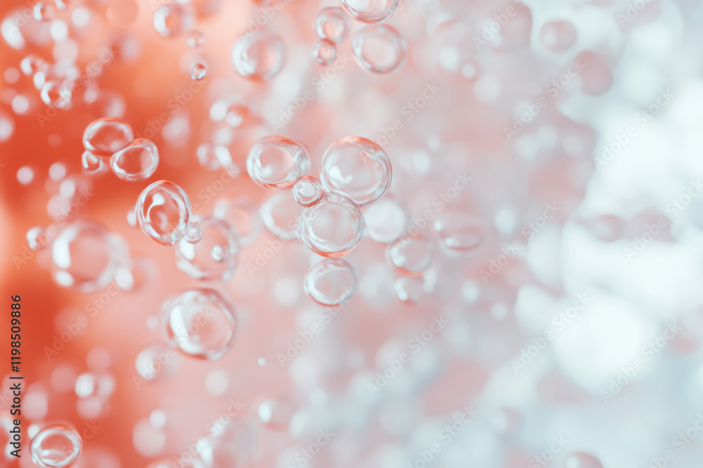 Poster floating air bubbles on soft coral background serene abstract visual