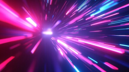 Fototapeta premium Abstract Neon Lights Streaking Through a Dark Space