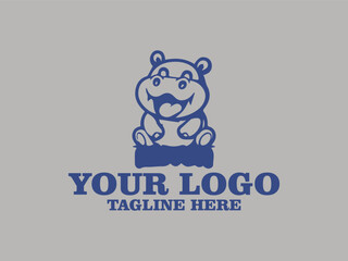 Vector illustration of a cute pygmy hippo adorable pygmy hippo, its cute facial expressions and agile body movements. This illustration is suitable for use as a greeting card design, children's poster