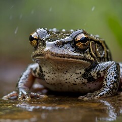 Naklejka premium Lush Life: The Robust Whistling Frog in the Heart of the Rainforest
