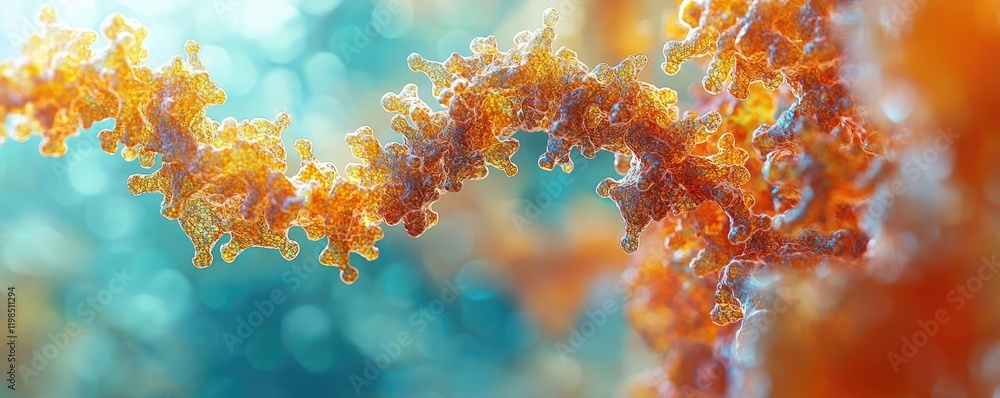 Poster Dust pollution concept. Abstract representation of molecular structure with vibrant colors and intricate details.