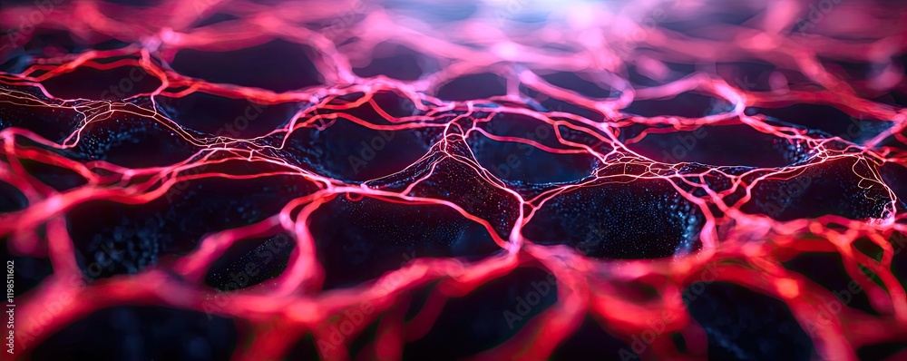Poster Dust pollution concept. Abstract representation of interconnected lines resembling neural pathways.