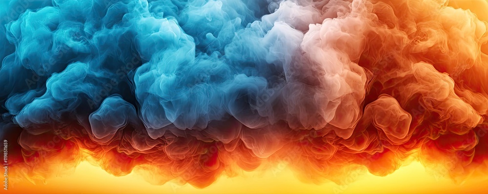 Poster dust pollution idea. vibrant clouds of blue and orange create a stunning atmospheric effect.